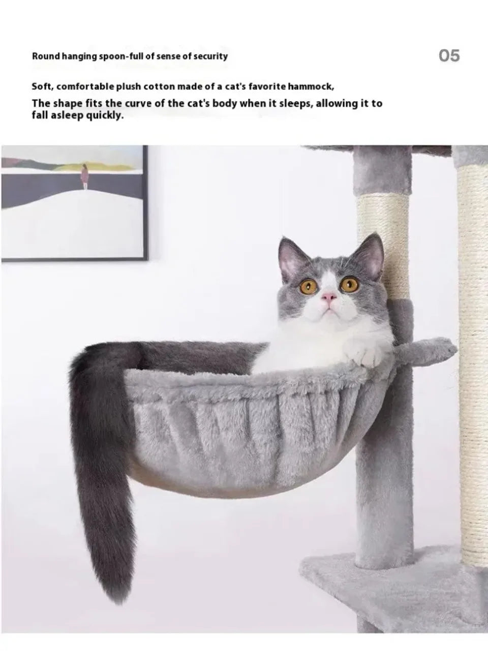Multi-Level Cat Tree Tower - Sisal Posts, Hammock, Perches & Condos for Indoor Cats