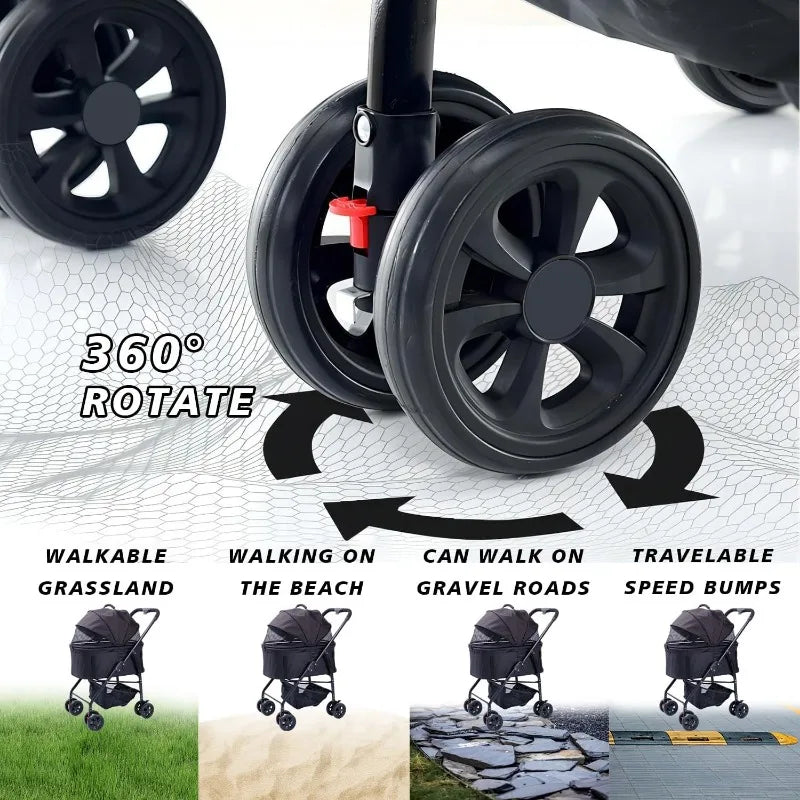 Lightweight Pet Stroller - Foldable for Dogs & Cats Outdoor Travel