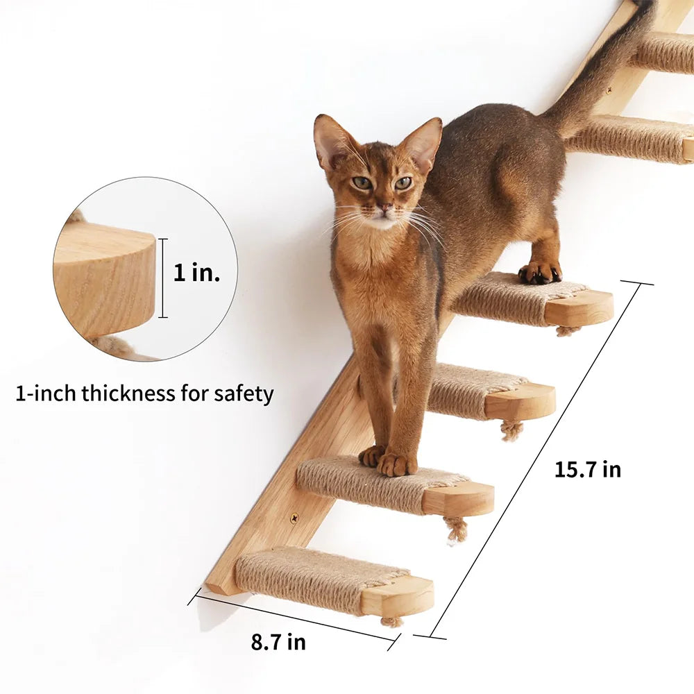 Wall Mounted Cat Shelves - Scratching Post & Climbing Platform Set