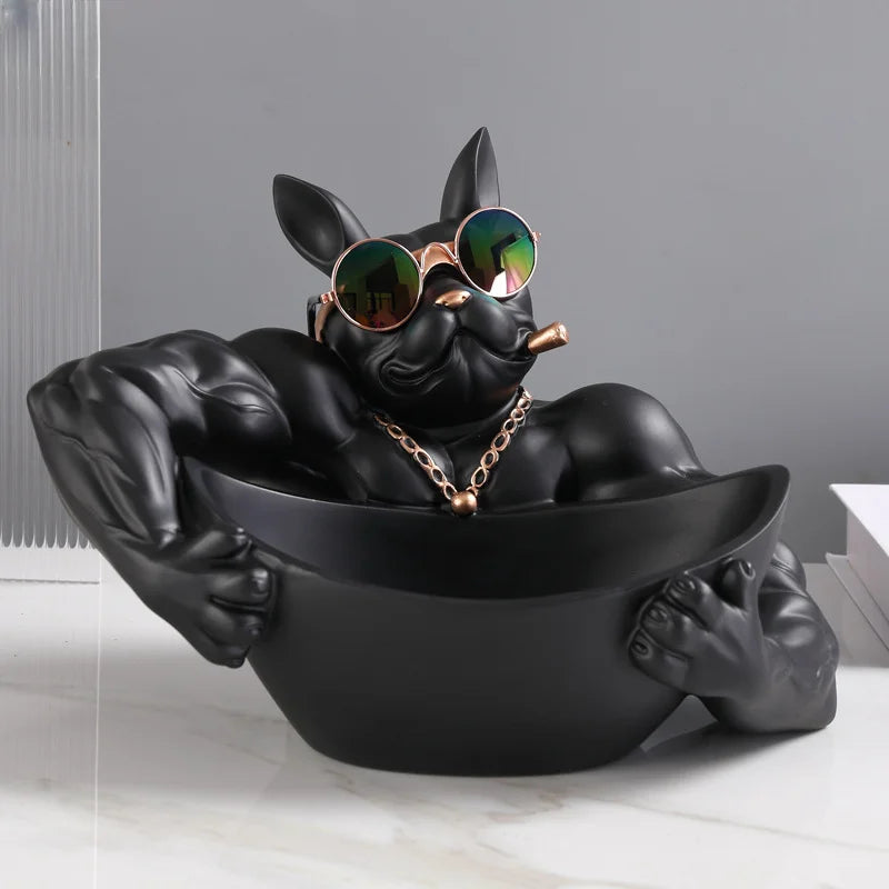 Dog Figurine Storage Box - Resin Art Sculpture