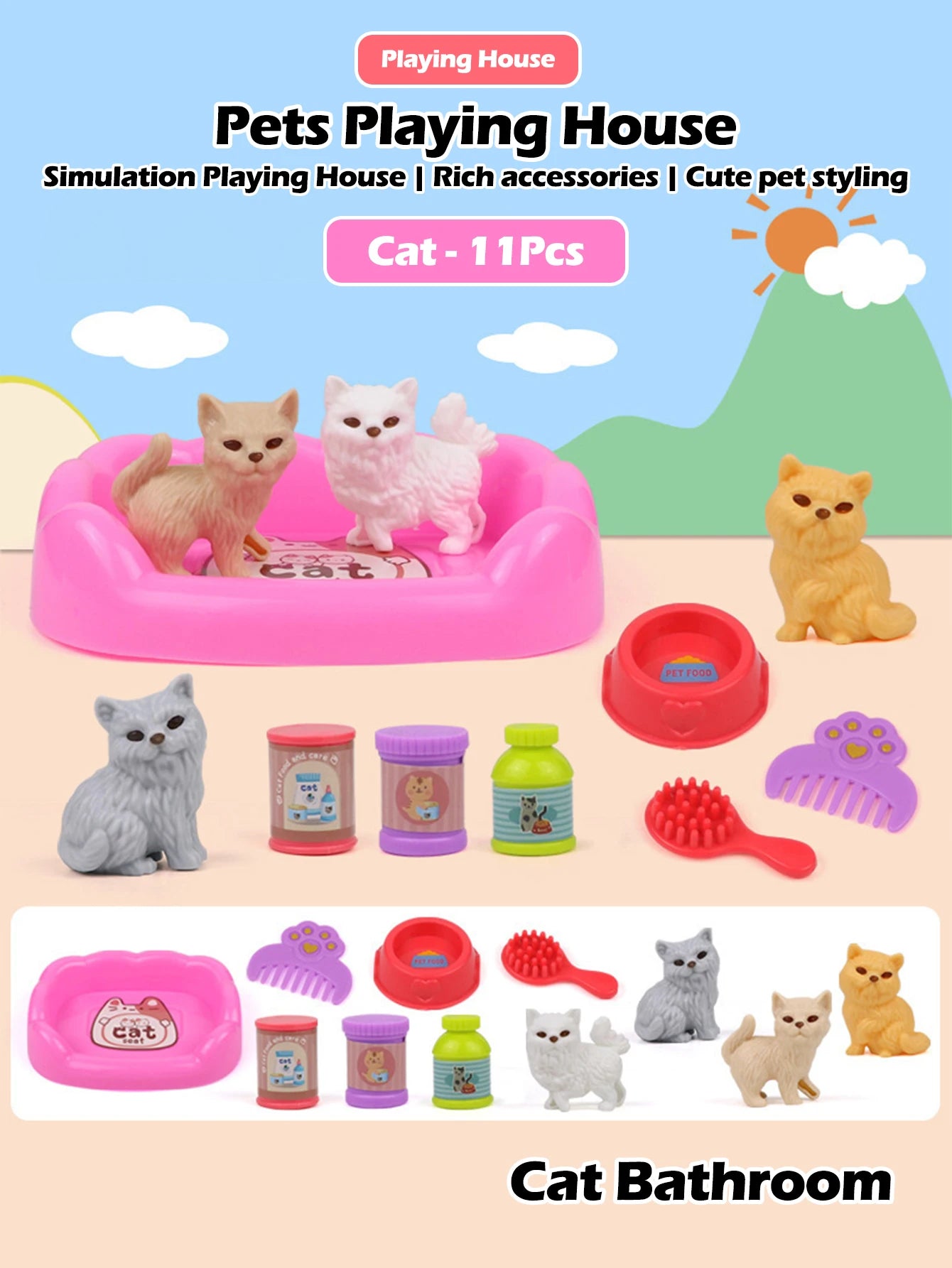 Dog Pet Family Toy Set - Miniature Playset