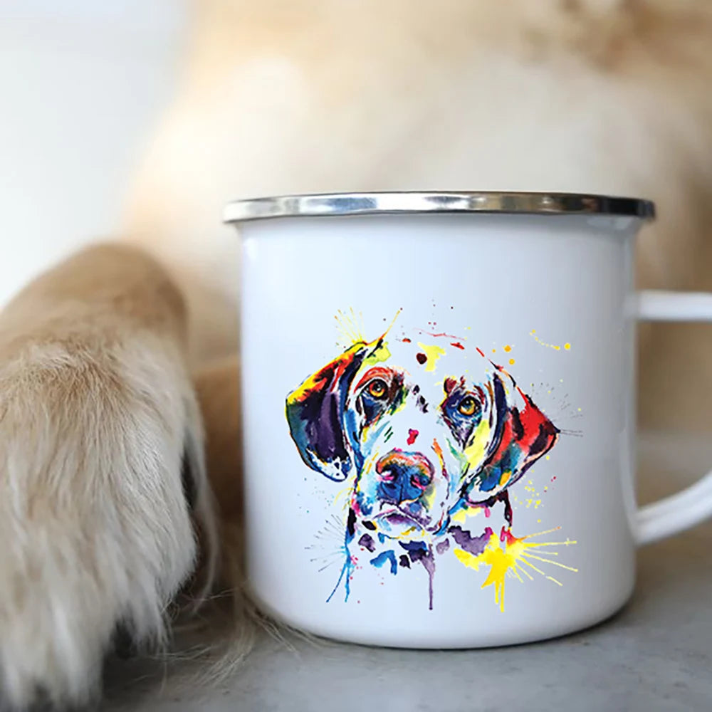 Dog Print Enamel Mug - Funny Bulldog Design