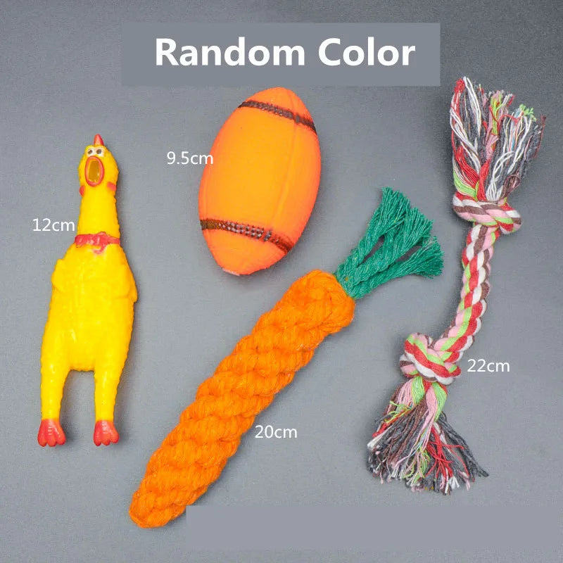 Dog Toy Kit - Ball, Bone, Rope & Squeaky Toys