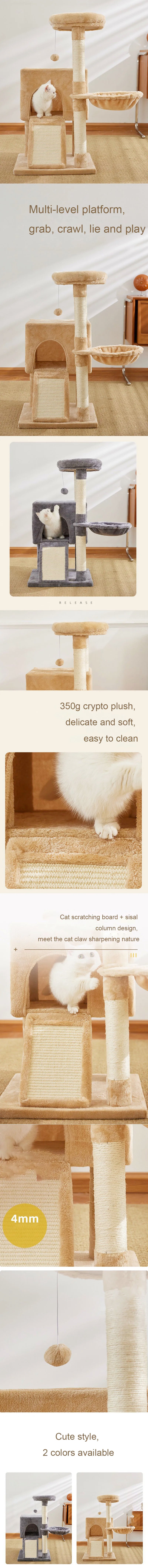 Luxury Multi-Level Cat Tree - Double Condos, Hammock & Sisal Scratching Posts