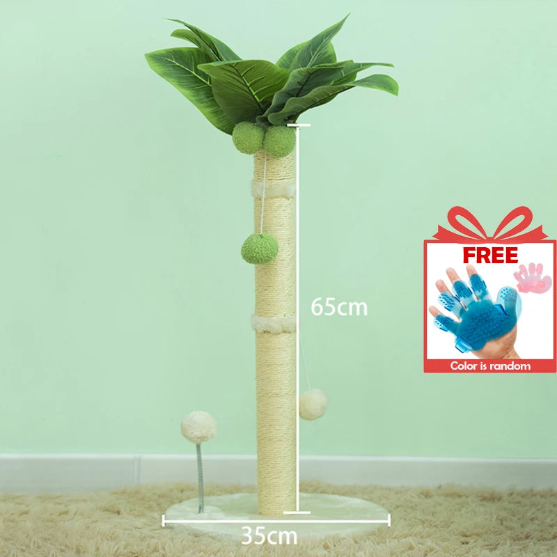 Tall Cat Scratching Post - 65cm Premium Sisal Tree with Interactive Toys