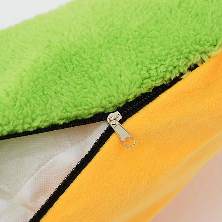 Hot Dog Bun Pet Bed - Warm Removable Lounger for Large Dogs, Cats & Puppies