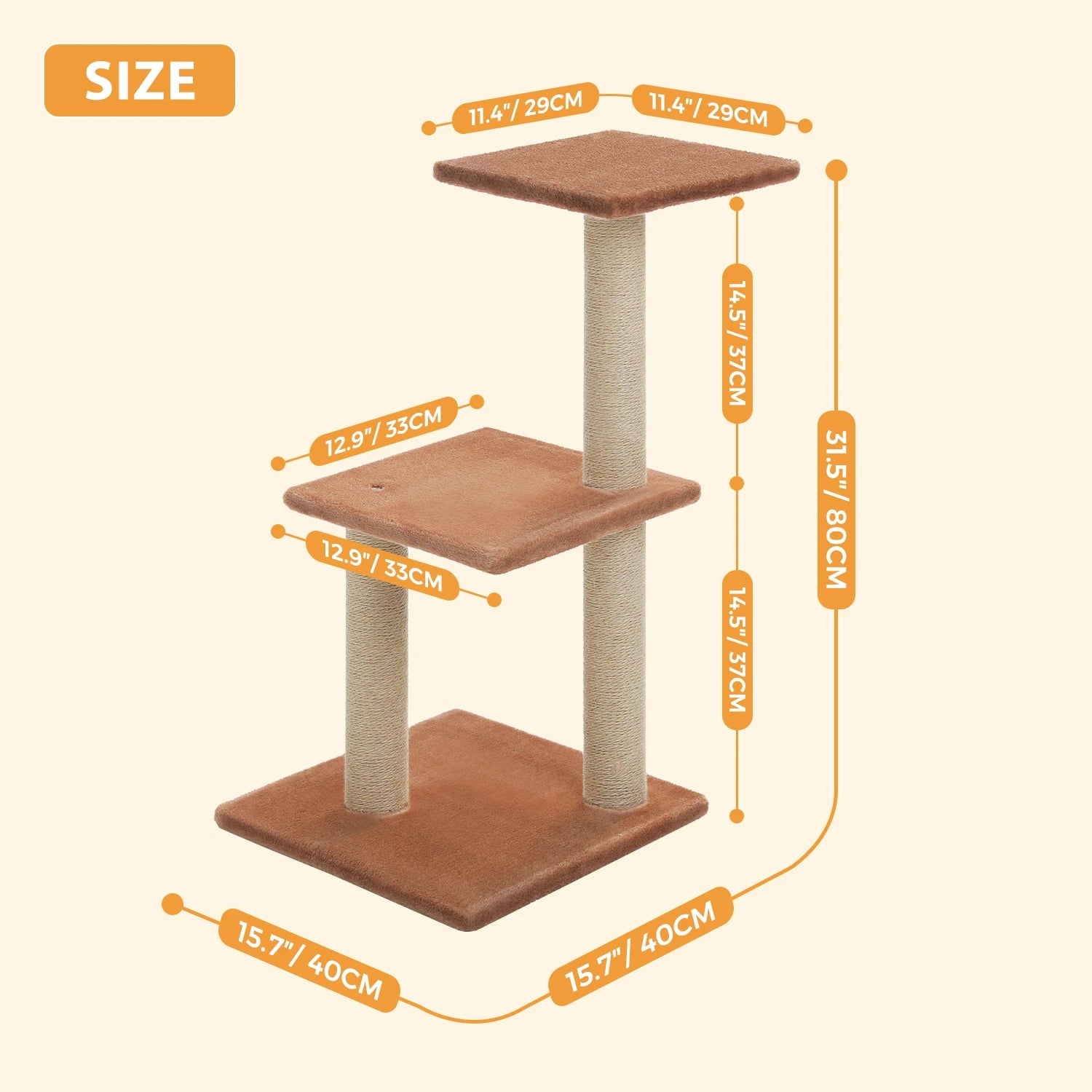 Multi-Level Cat Activity Tree with Scratching Posts & Hammock