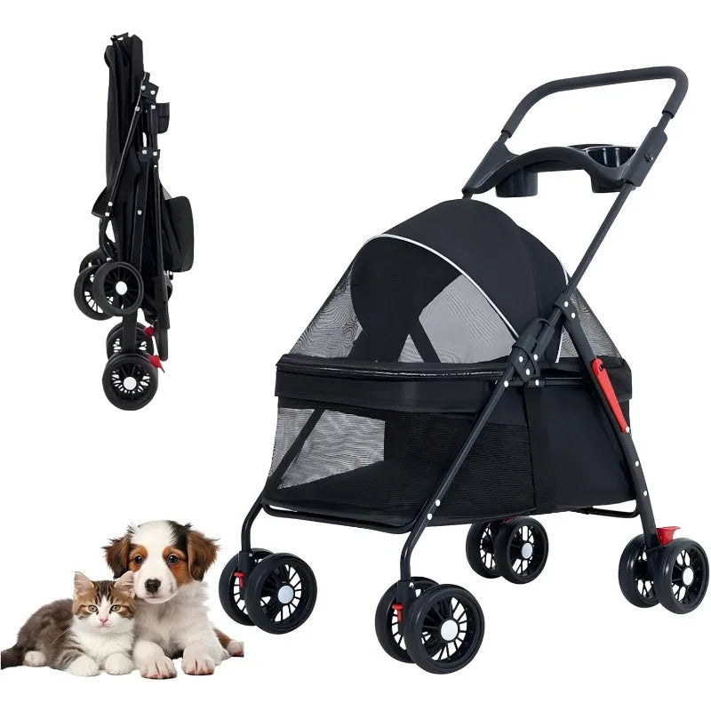 Lightweight Pet Stroller - Foldable for Dogs & Cats Outdoor Travel