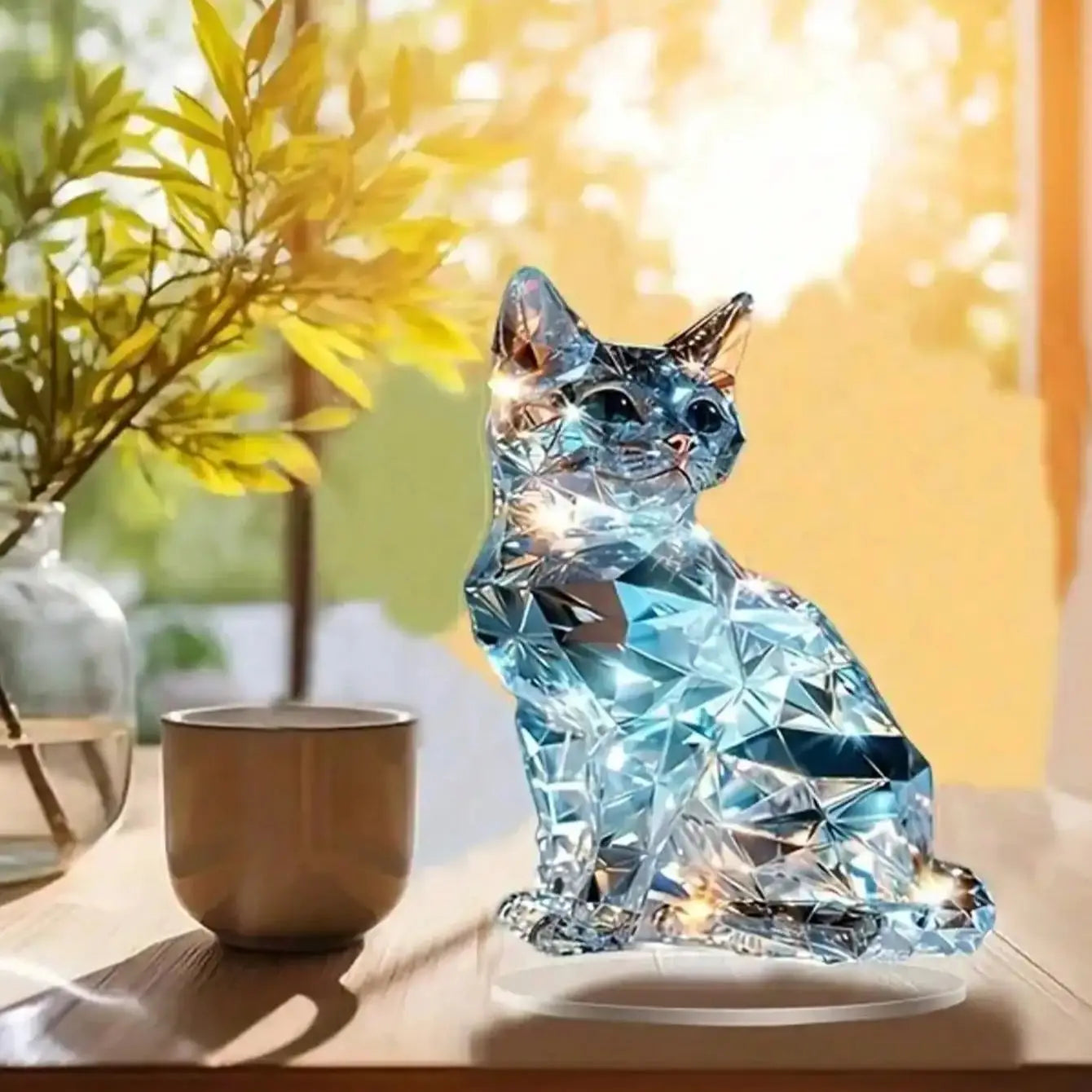 Elegant Cat Table Sculpture - Classic Animal-Themed Home & Office Decoration