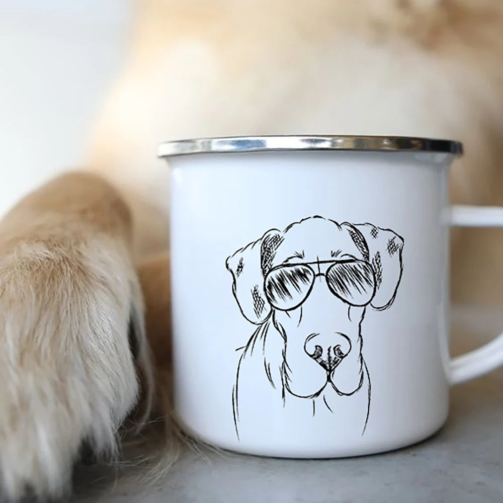 Dog Print Enamel Mug - Funny Bulldog Design