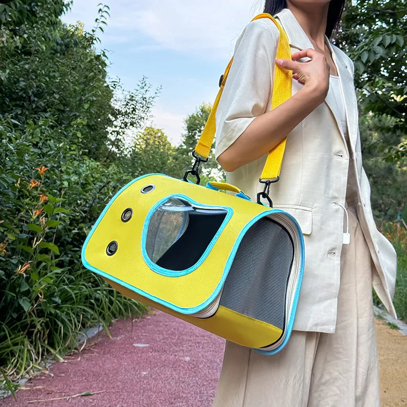 Portable Foldable Cat Carrier - Breathable Shoulder Bag for Small Pets
