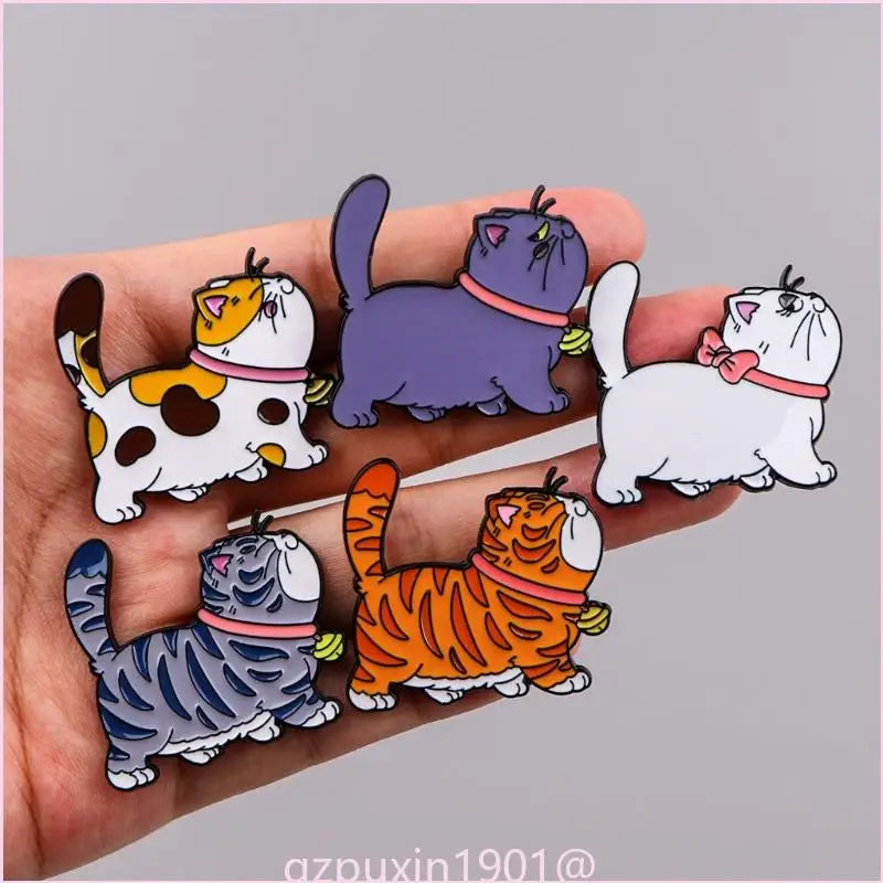 5-Piece Artistic Cat Brooch Collection