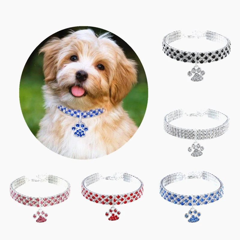 Cat Rhinestone Diamante Collar Necklace for Kitten Cute Bling Pet Necklace for Small Medium Pet Pink Party Gifts Cat Necklace