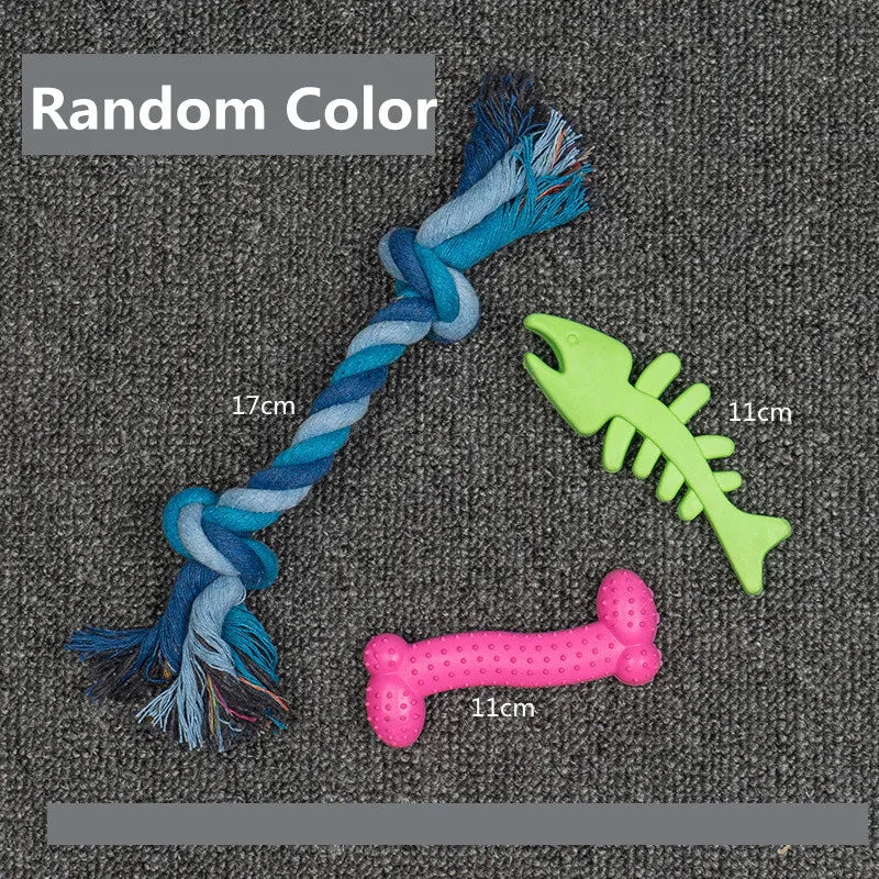 Dog Toy Kit - Ball, Bone, Rope & Squeaky Toys