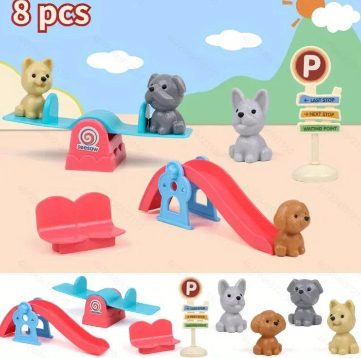 Pet Family Pretend Play Set - Mini House & Dolls