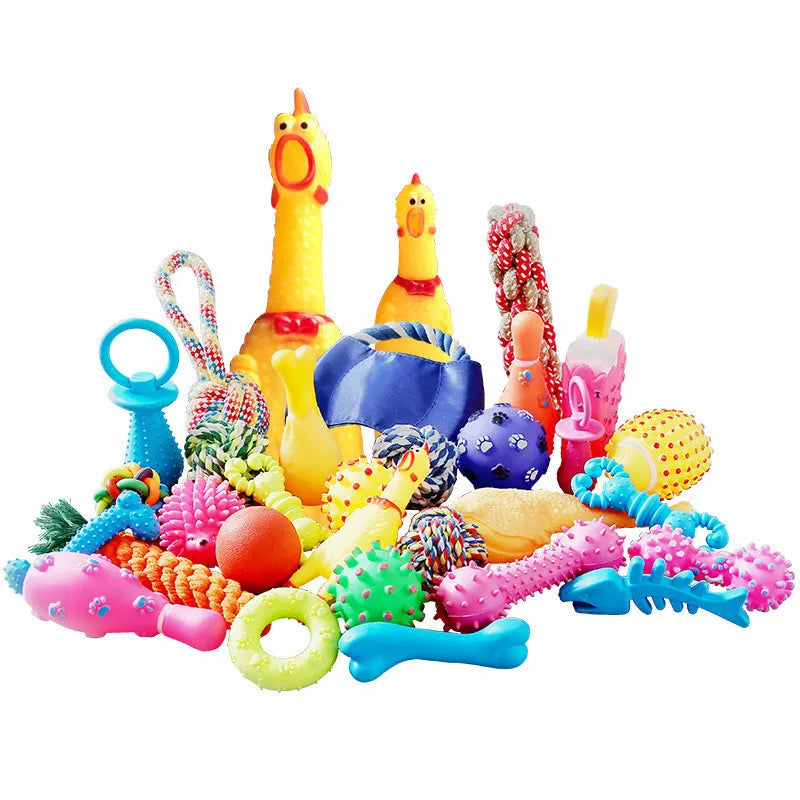 Dog Toy Kit - Ball, Bone, Rope & Squeaky Toys