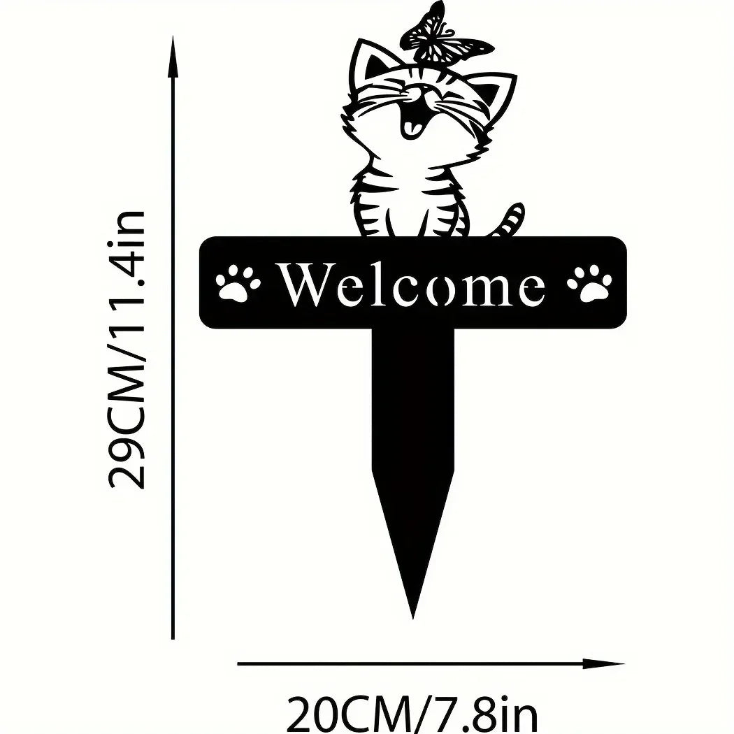 Black Cat Metal Garden Art - Farmhouse Yard Decor & Outdoor Ornaments