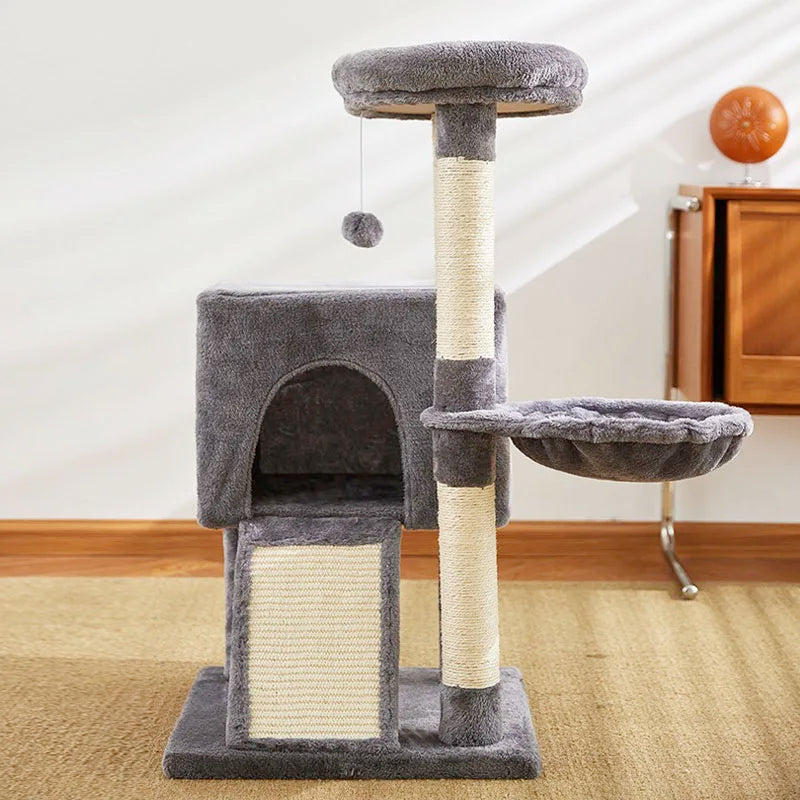 Luxury Multi-Level Cat Tree - Double Condos, Hammock & Sisal Scratching Posts