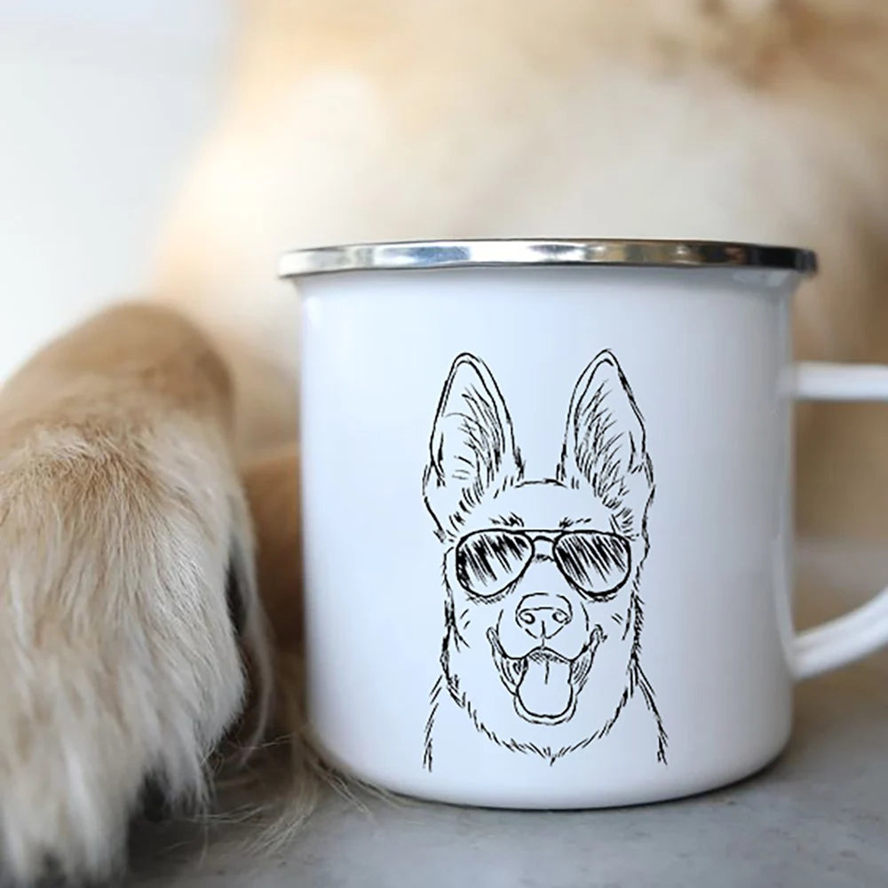 Dog Print Enamel Mug - Funny Bulldog Design
