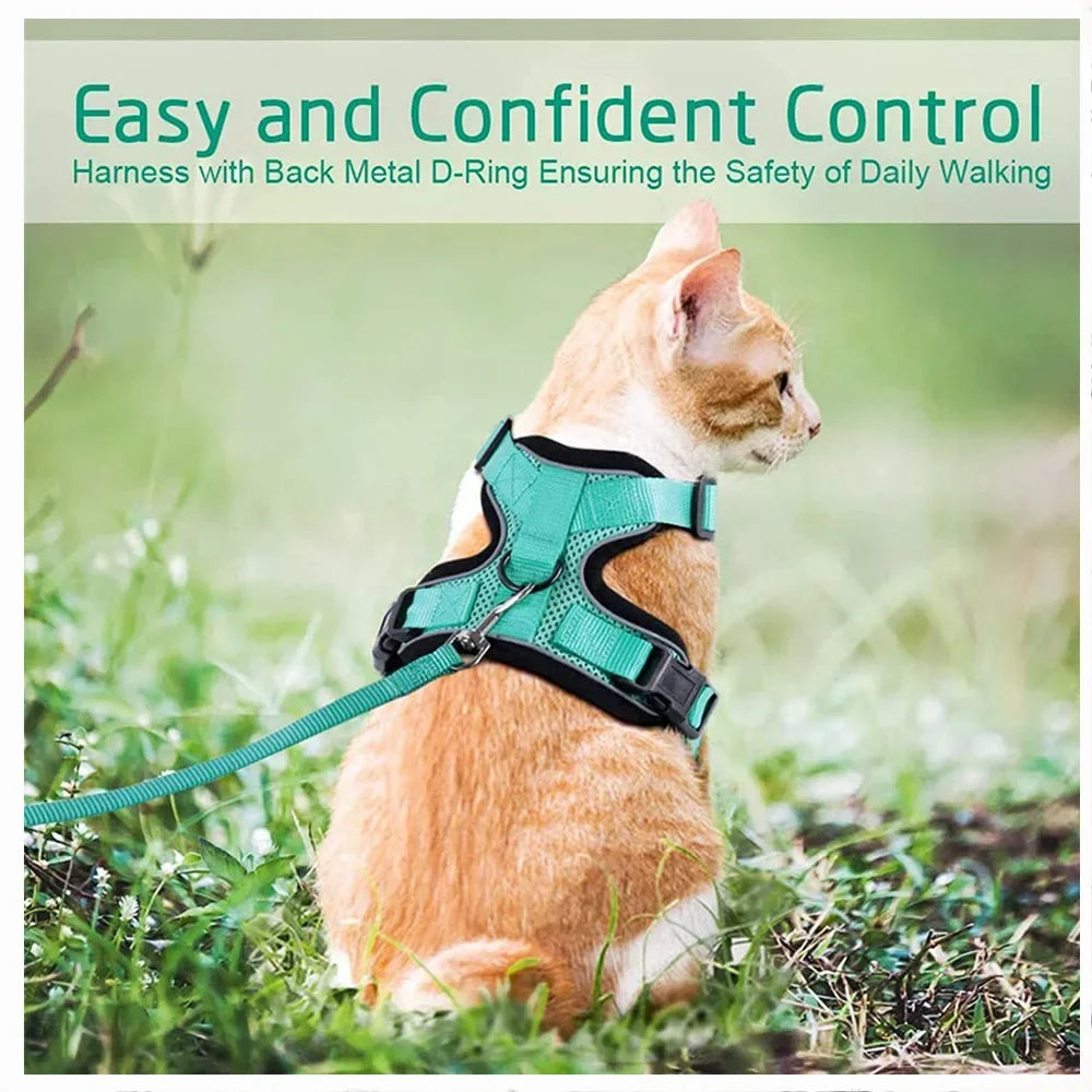 Escape-Proof Cat Harness & Leash Set - Breathable Vest with Reflective Strips