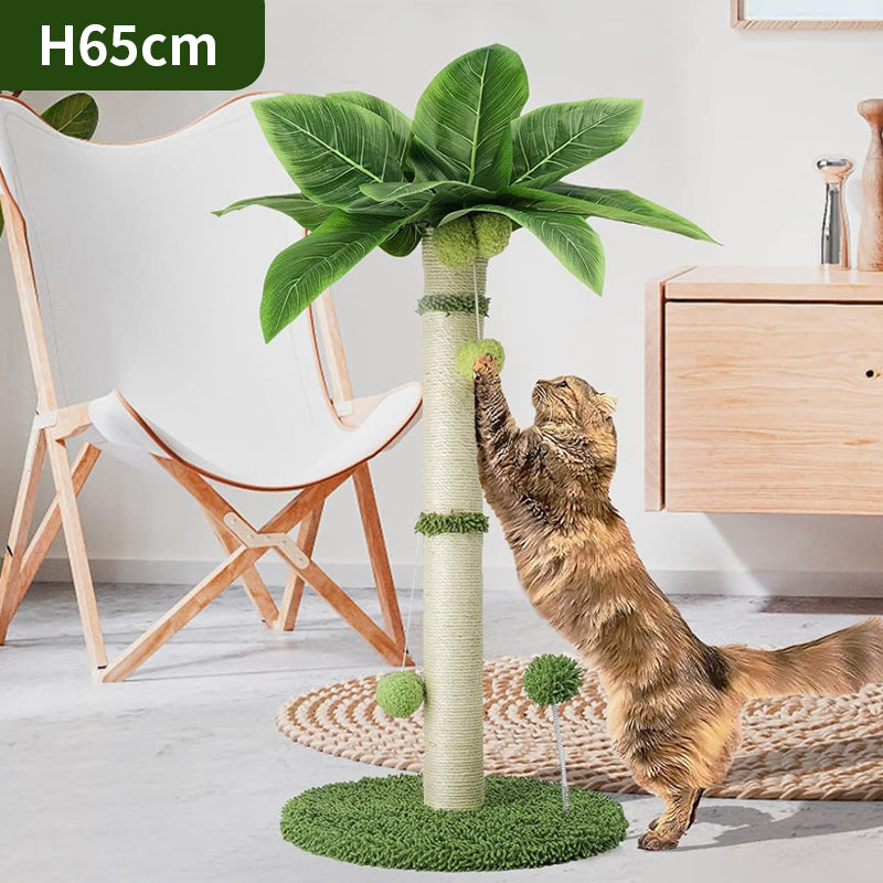 Tall Cat Scratching Post - 65cm Premium Sisal Tree with Interactive Toys