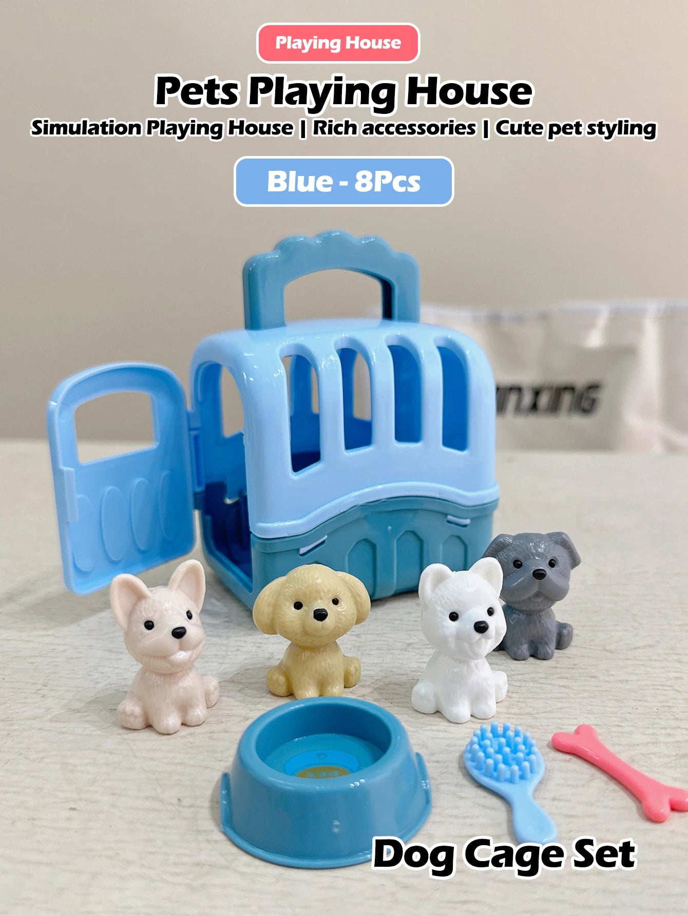 Dog Pet Family Toy Set - Miniature Playset