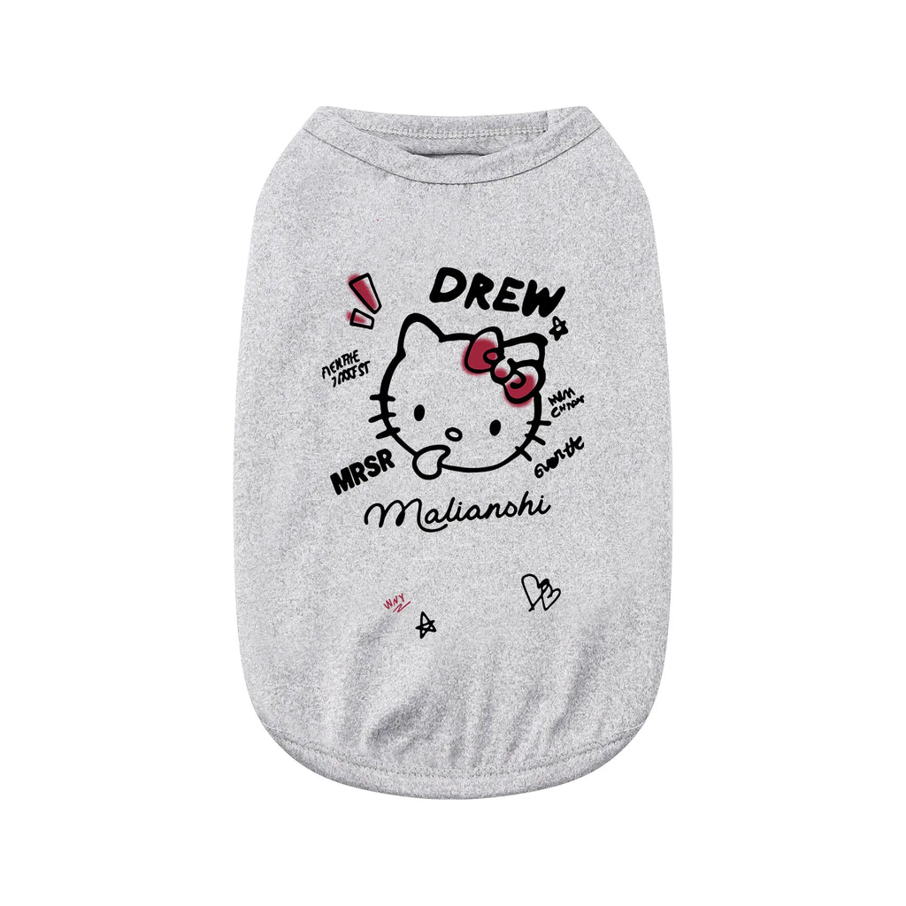 Graffiti Cat Print Pet Vest - Trendy Polyester Design for Dogs & Cats