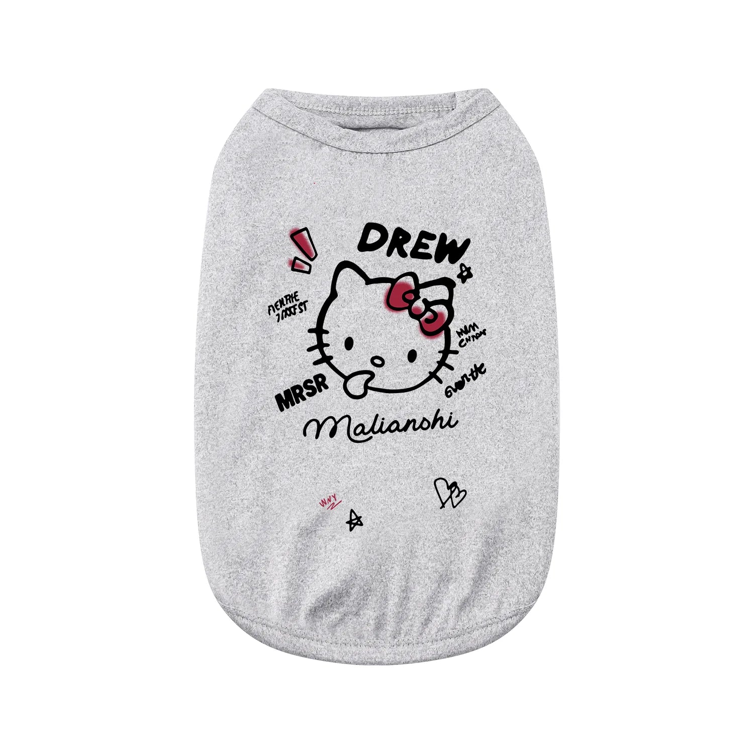 Graffiti Cat Print Pet Vest - Trendy Polyester Design for Dogs & Cats
