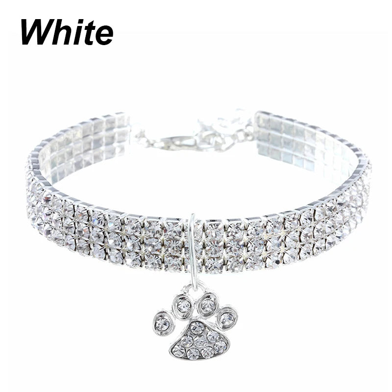 Cat Rhinestone Diamante Collar Necklace for Kitten Cute Bling Pet Necklace for Small Medium Pet Pink Party Gifts Cat Necklace