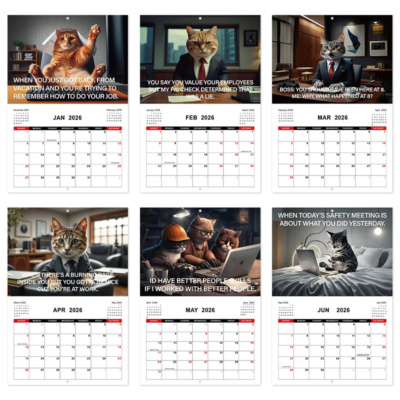 2026 Cat Art Wall Calendar - Daily Planning with Adorable Kitten Designs