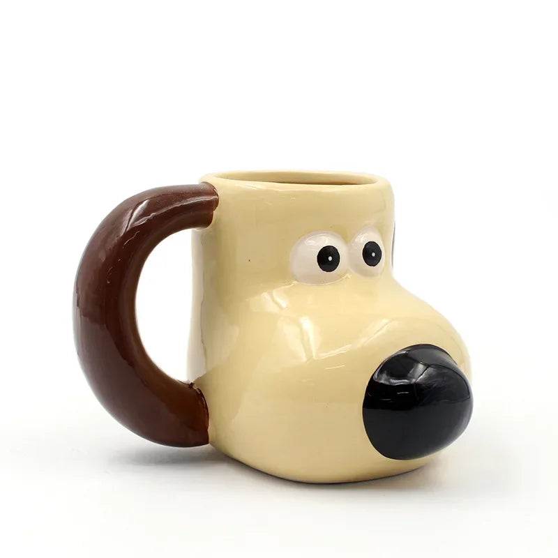 3D Cartoon Dog Ceramic Mug - High Capacity
