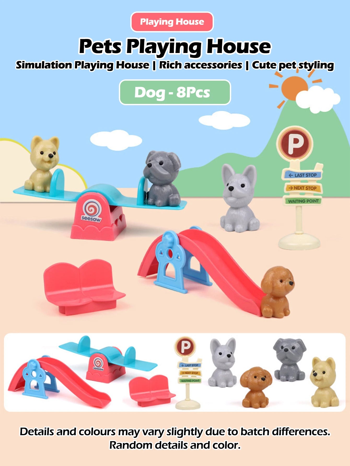 Dog Pet Family Toy Set - Miniature Playset