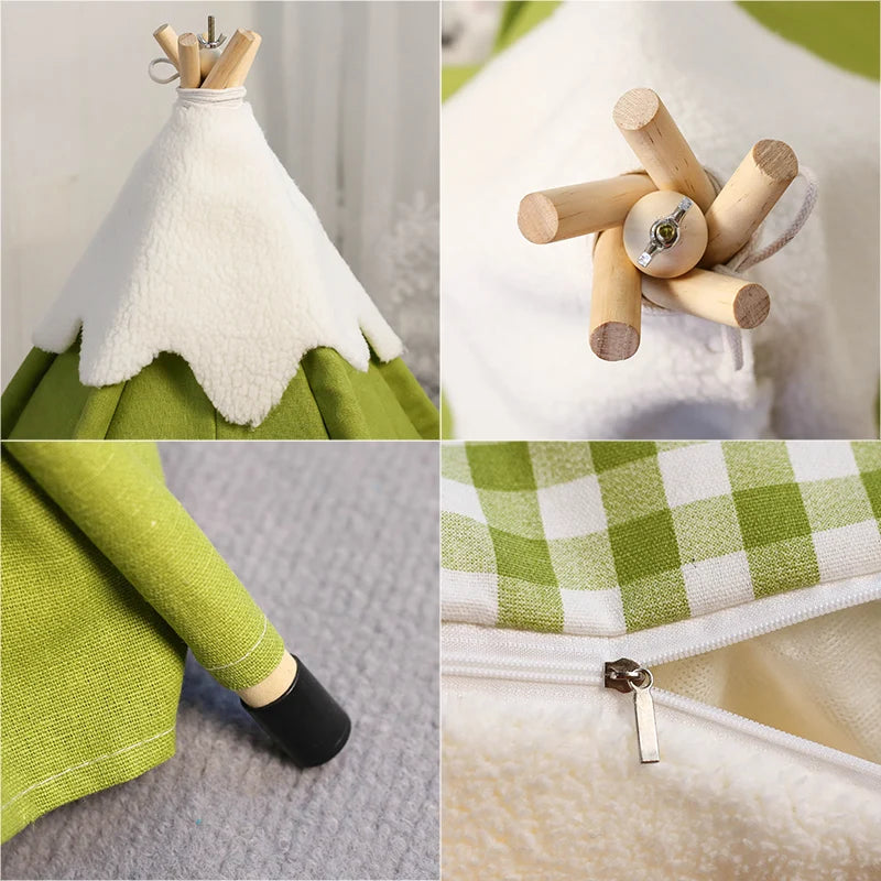 Cozy Pet Teepee Tent - Washable Bed with Plush Pad for Small Dogs & Cats
