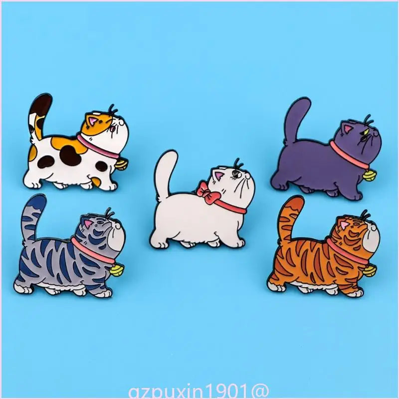 5-Piece Artistic Cat Brooch Collection