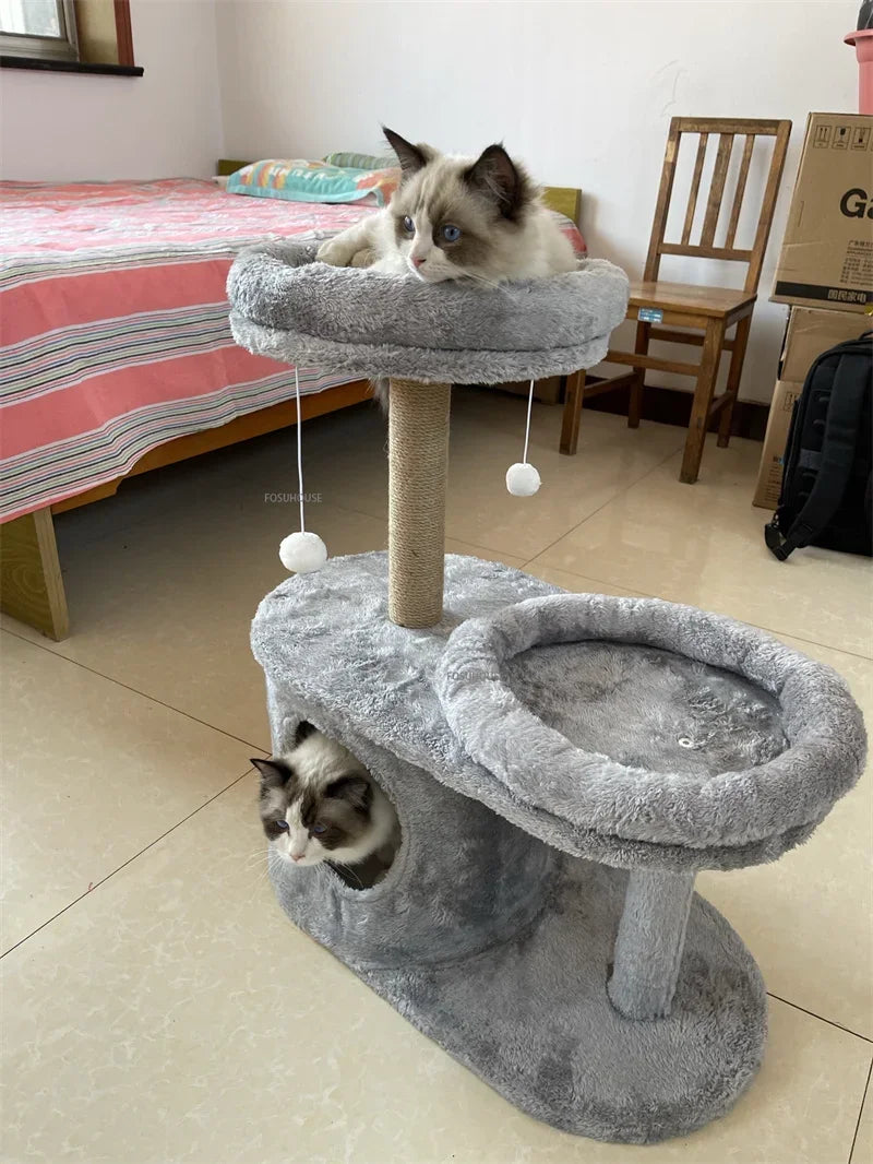Three-Layer Cat Tree House - Multi-Level Scratching Post & Activity Center