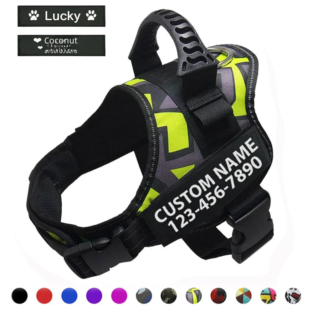 Adjustable Nylon Dog Harness with Custom ID