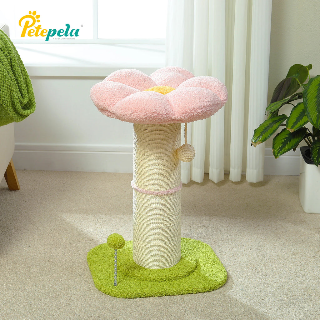 Pink Flower Cat Tree with Sisal Scratching Post & Perch