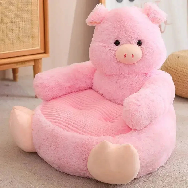 Adorable Animal-Shaped Plush Pet Bed - Elephant, Pig, Bear, Rabbit & More