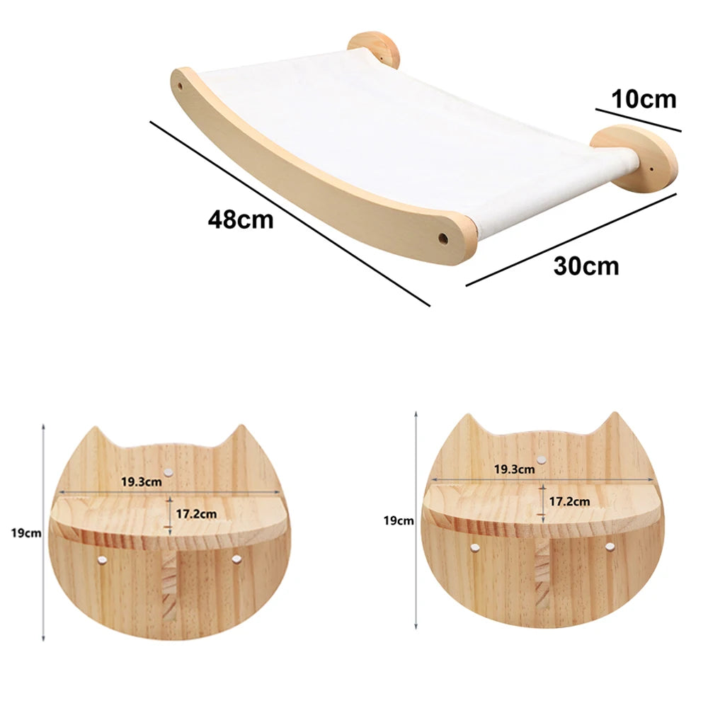 Wall Mounted Cat Shelves - Scratching Post & Climbing Platform Set
