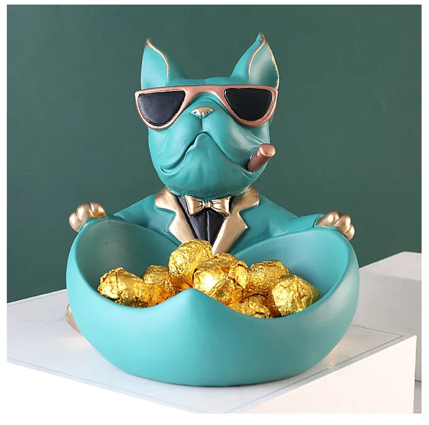 Dog Figurine Storage Box - Resin Art Sculpture