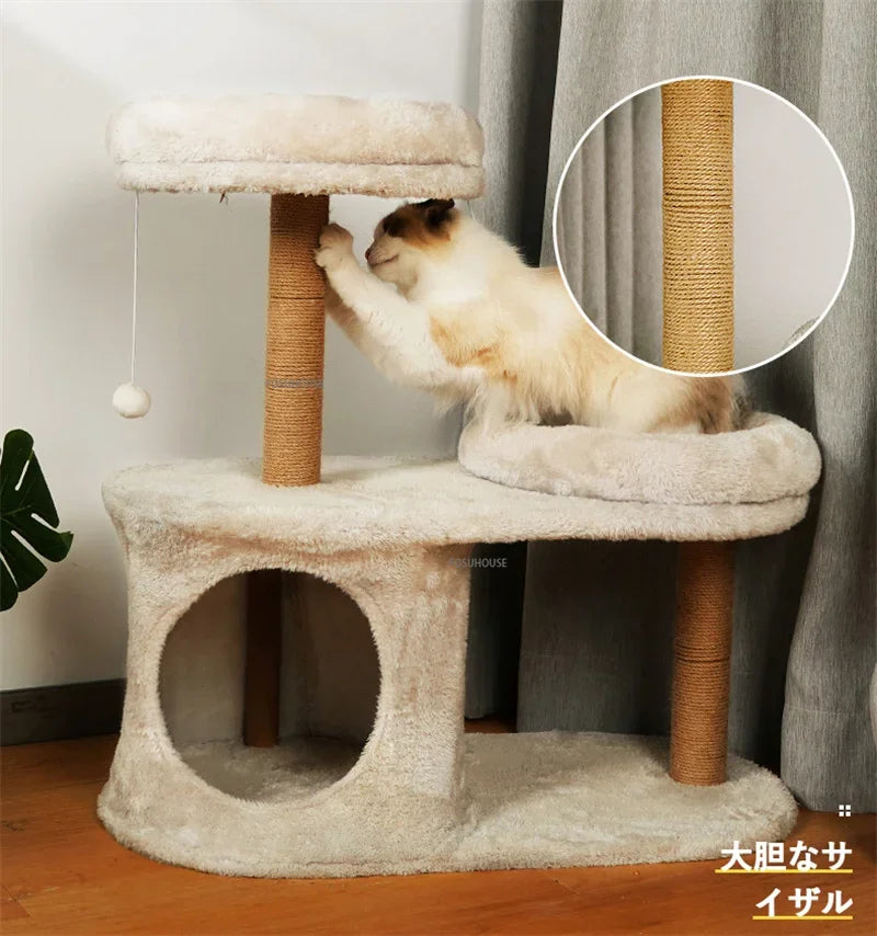 Three-Layer Cat Tree House - Multi-Level Scratching Post & Activity Center