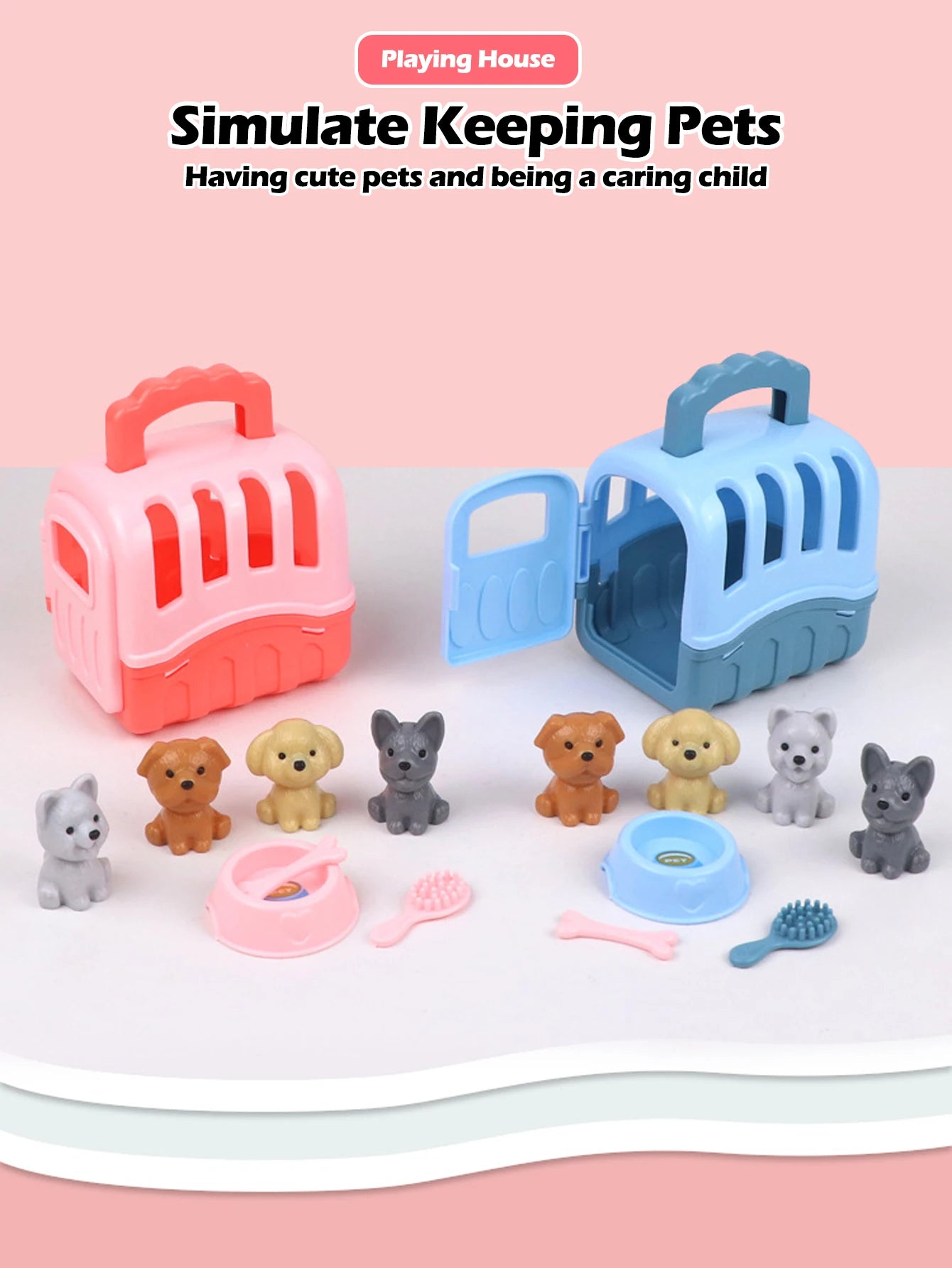 Dog Pet Family Toy Set - Miniature Playset