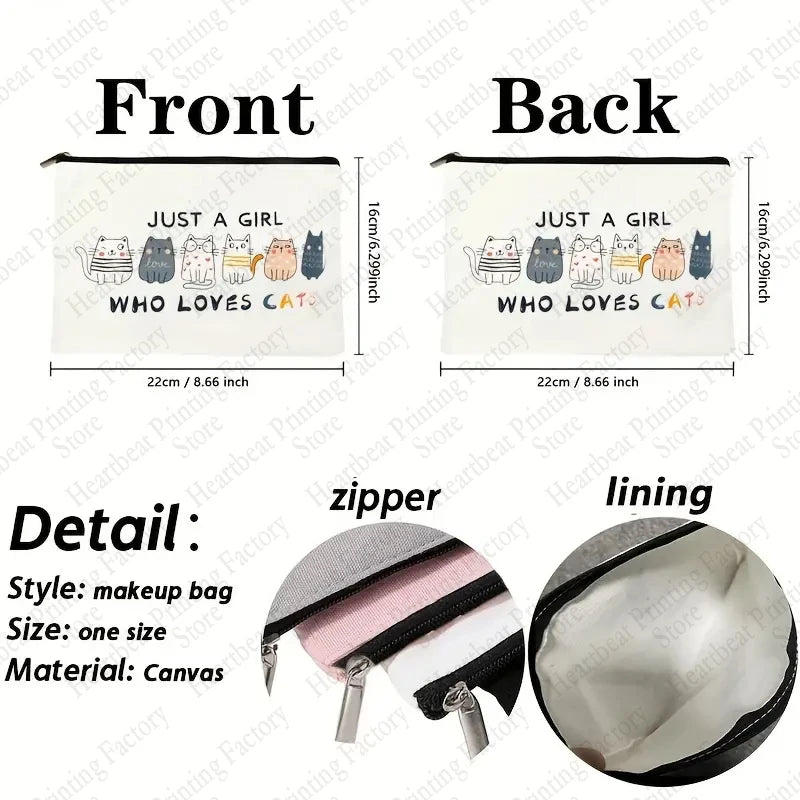 Cute Cat Makeup Bag - Small Cosmetic Pouch