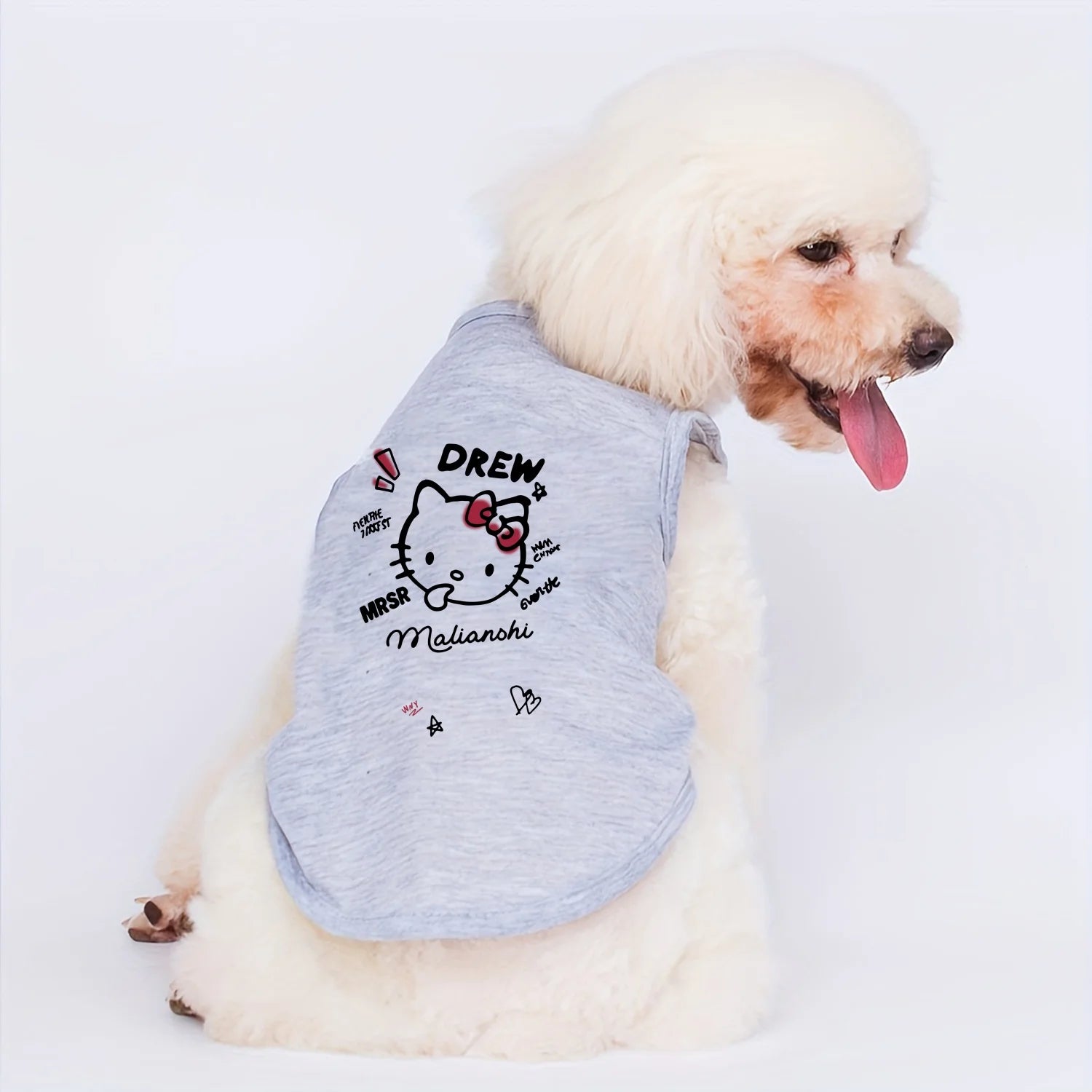 Graffiti Cat Print Pet Vest - Trendy Polyester Design for Dogs & Cats