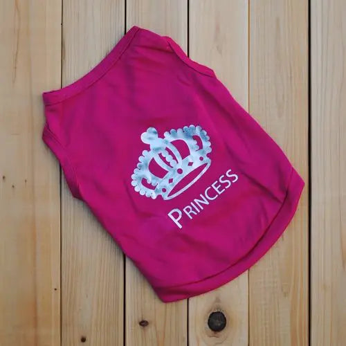 Princess Crown Dog T-Shirt - Summer Vest for Small Dogs & Cats