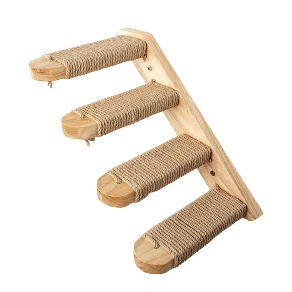 Wall Mounted Cat Shelves - Scratching Post & Climbing Platform Set