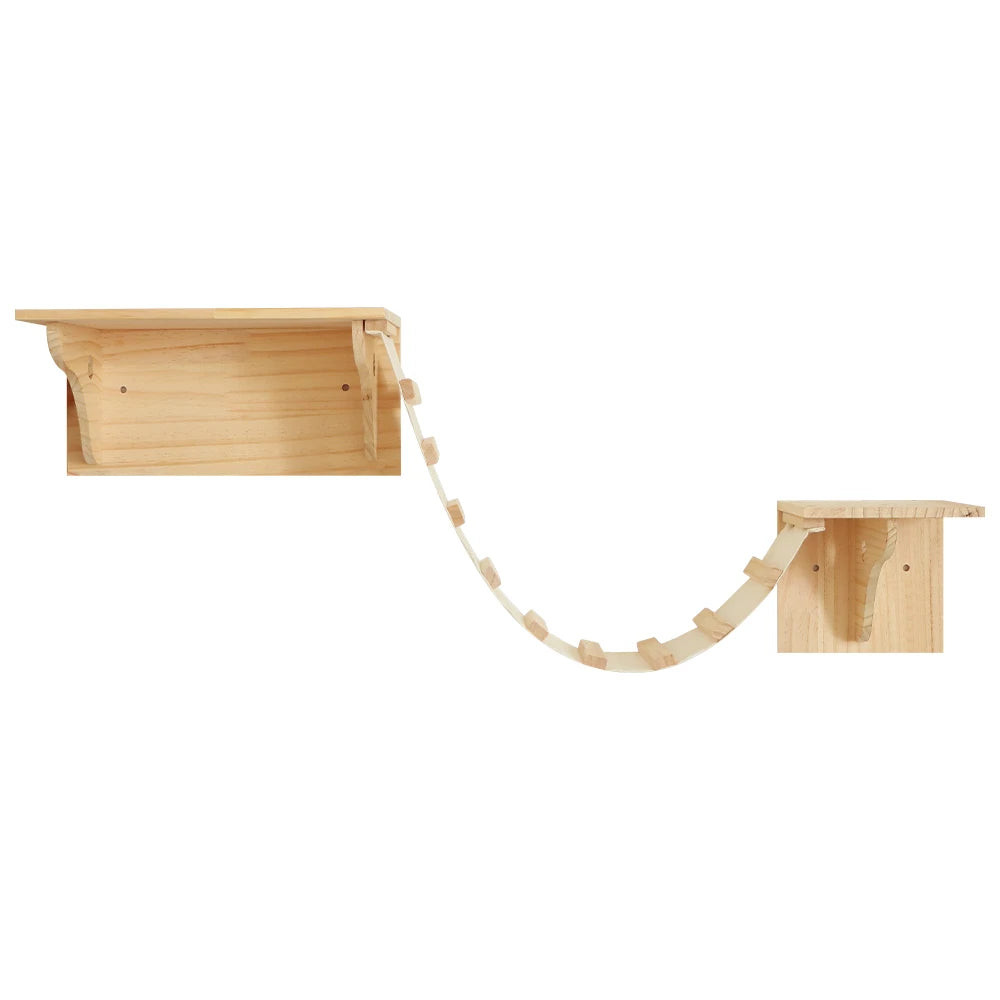 Wall Mounted Cat Shelves - Scratching Post & Climbing Platform Set
