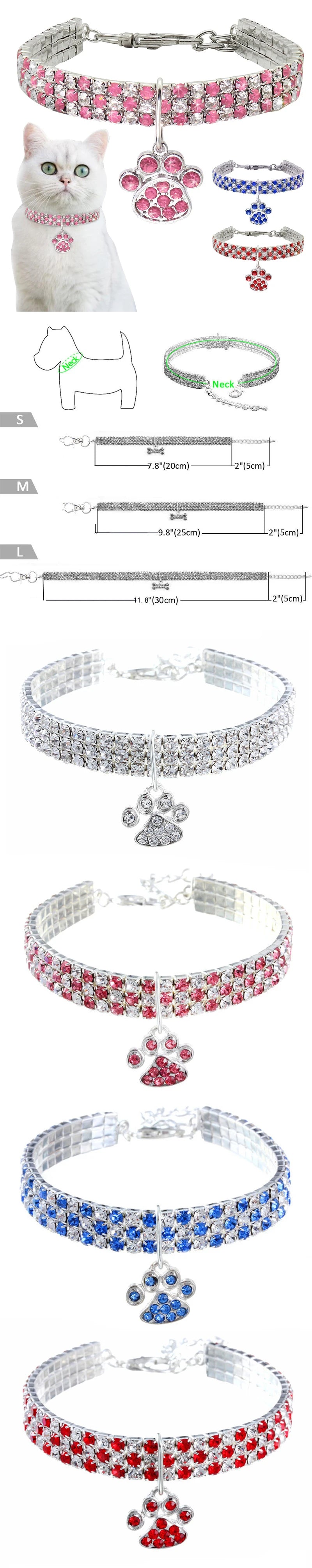 Cat Rhinestone Diamante Collar Necklace for Kitten Cute Bling Pet Necklace for Small Medium Pet Pink Party Gifts Cat Necklace