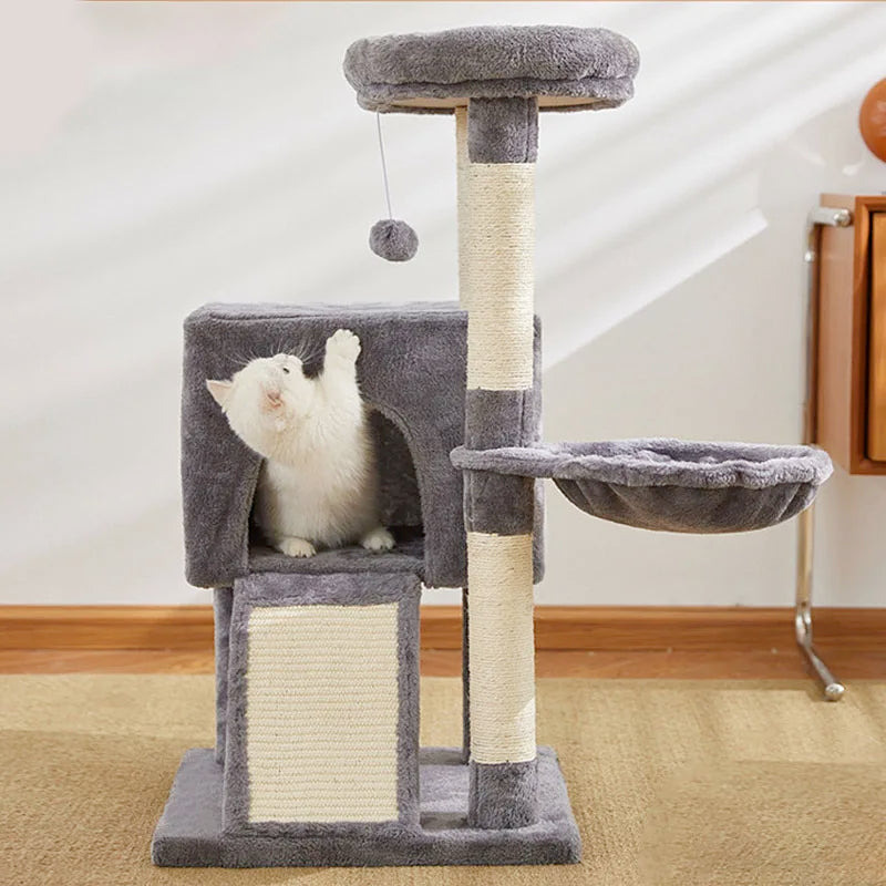 Luxury Multi-Level Cat Tree - Double Condos, Hammock & Sisal Scratching Posts