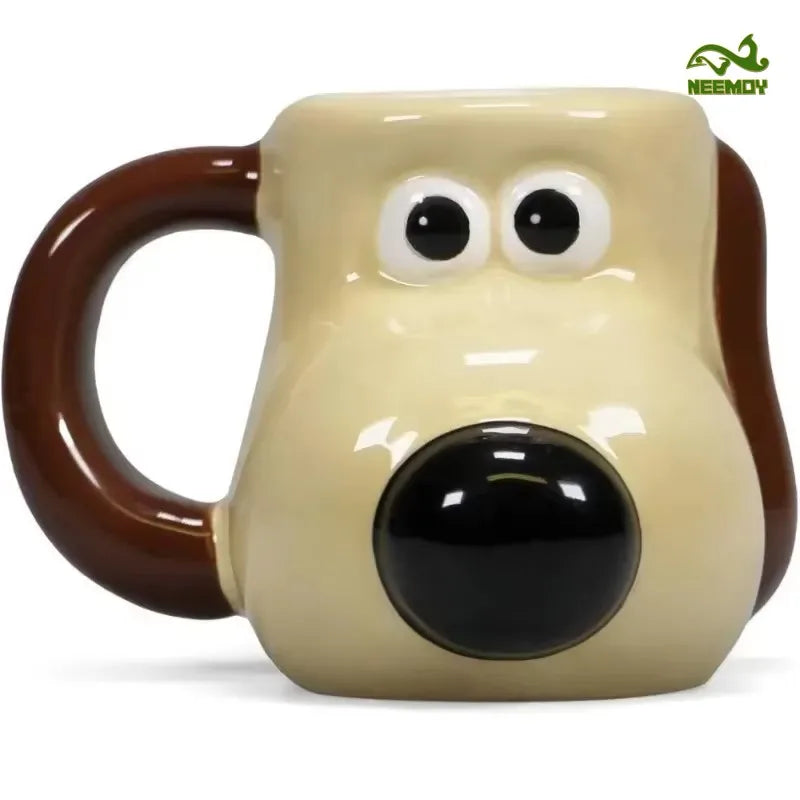 3D Cartoon Dog Ceramic Mug - High Capacity